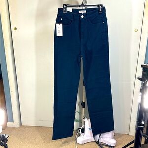 SIZE 28 US 6 NWT WeWoreWhat High-Rise Dad Jeans French Navy twill denim raw hem